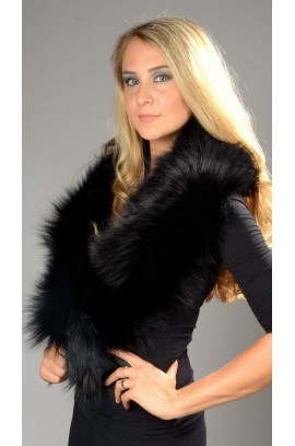 Black fox fur collar - Neck warmer